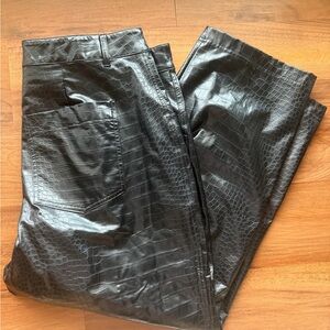 a new day Black Crocodile Pattern Straight Leg Pants